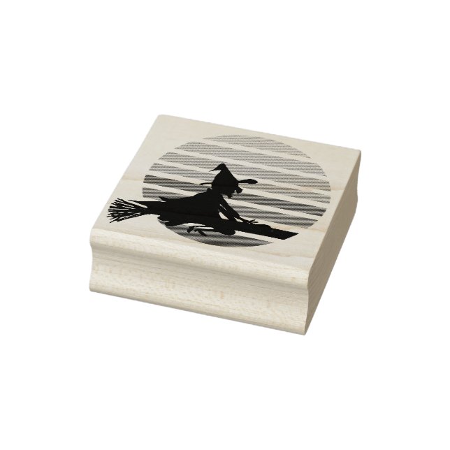 Tampons Encreurs Sorcière de dessin volant la nuit à travers la lun (Tampon)