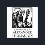 Tampons Encreurs Squelette gothique tenant un masque Nom du livre d<br><div class="desc">Squelette gothique vintage tenant un masque « De la bibliothèque de » Nom du livre ==========

Cela peut être facilement changé pour dire « Ex Libris »,  « Ce livre appartient à »,  « Du bureau de »,  « du bureau de » ou autre texte de votre choix.</div>