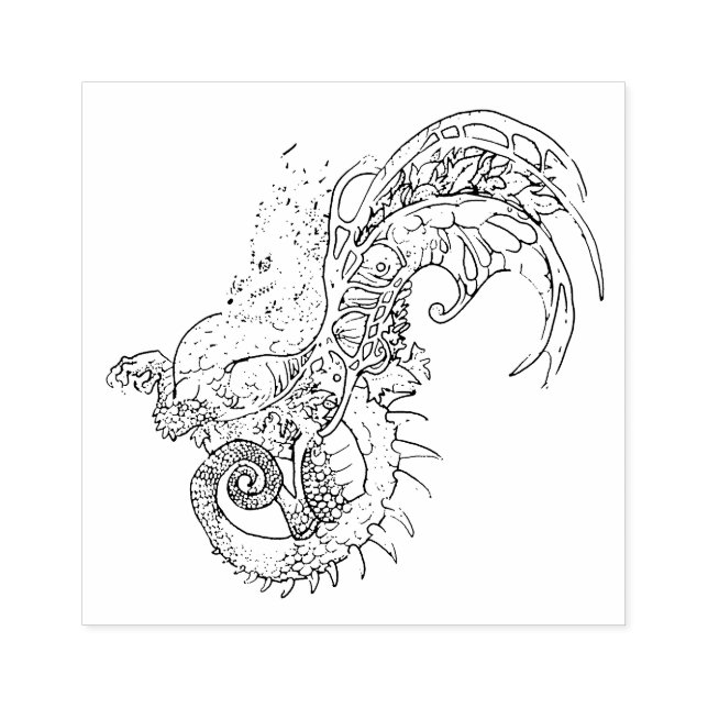 Tampons Encreurs Style Art Nouveau Style Leaf Wing Dragon Caoutchou (Impression)