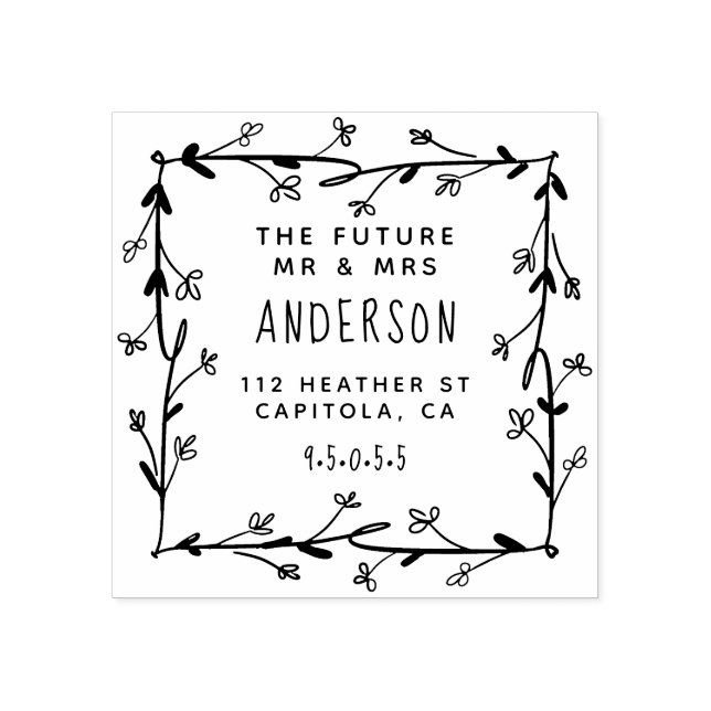 Tampons Encreurs Stylish Wreath Future M & Mme Adresse de retour (Impression)