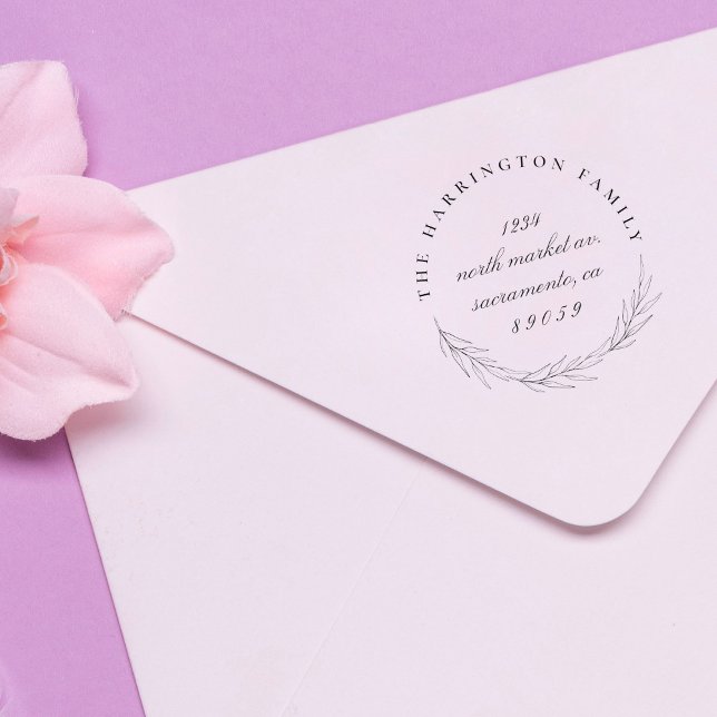 Tampons Encreurs Stylo Wreath Round Nom de famille Adresse de retou (Créateur téléchargé)