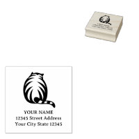 Symbole de chat rayé mignon cachet d'adresse de re