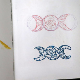 Tampons Encreurs Symbole Triple Lune Fleur