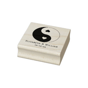 Tampons Encreurs Symbole Yin Yang avec Mariage d'amour des coeurs