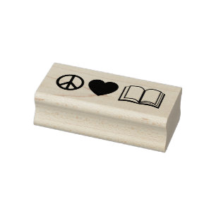 Tampons Encreurs Tampographie en bois Paix, Amour & Livres