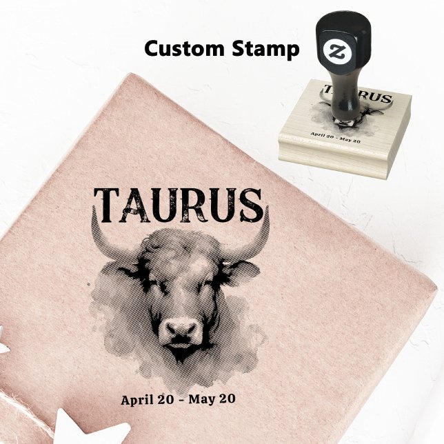 Tampons Encreurs Taurus Bull Astrologie Zodiac Signal Personnalisé  (Coordinate Your Taurus Zodiac-Themed Party with Extras Like This Customizable Stamp!)