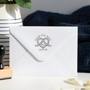 Tampons Encreurs Tenir La Date Corde Coeur Monogramme Mariage Nauti