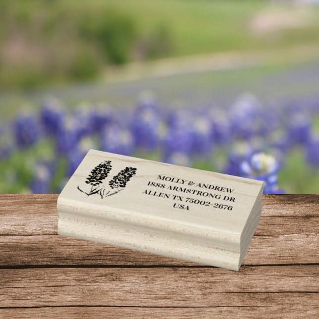Tampons Encreurs Texas Bluebonnets Floral Mariage Adresse de retour (Créateur téléchargé)