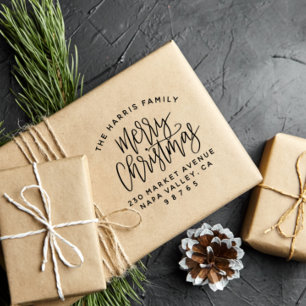 Tampons Encreurs Texte courbe Nom de famille Noël Adresse de retour