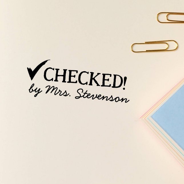 Tampons Encreurs Tick Approuvé Salle de classe Chèque Ménage Enseig (checked by name tick sign approved symbol)