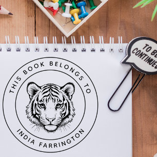 Tampons Encreurs Tigre Bébé Personnalisé Ce livre appartient au nom