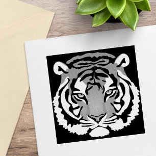 Tampons Encreurs Tigre, chat sauvage sur noir