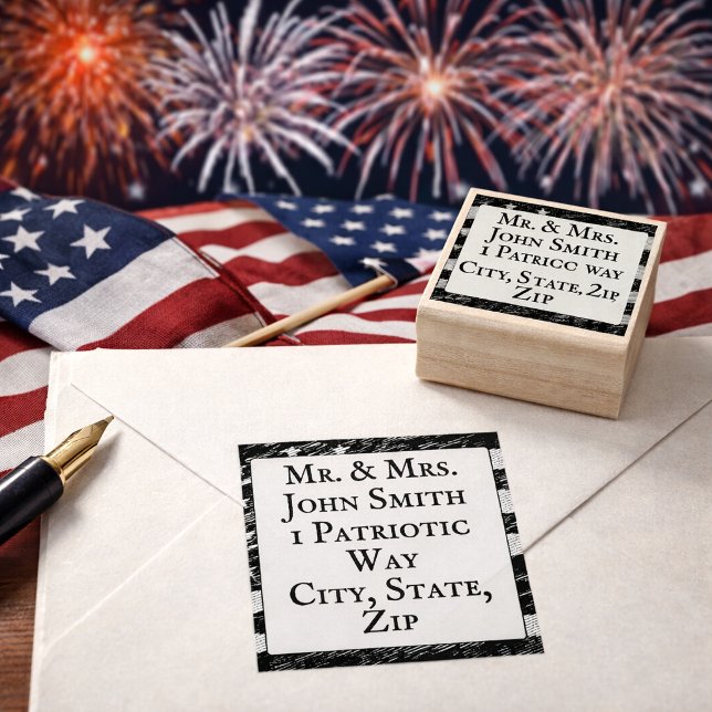 Tampons Encreurs Timbre adresse de retour Drapeau Americana rustiqu (Créateur téléchargé)