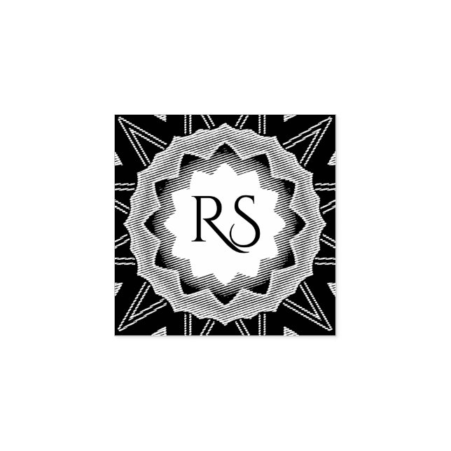 Tampons Encreurs Timbre Art Déco Monogramme Bois (Impression)