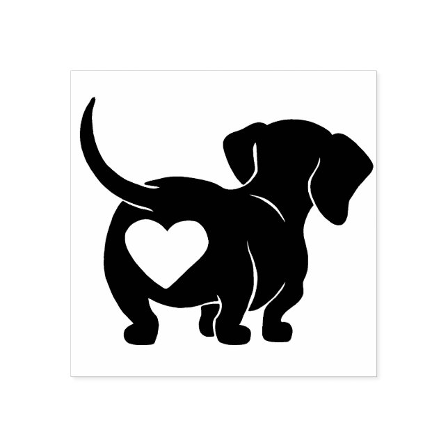 Tampons Encreurs Timbre Dachshund Heart Bottom Bottom Art (Impression)