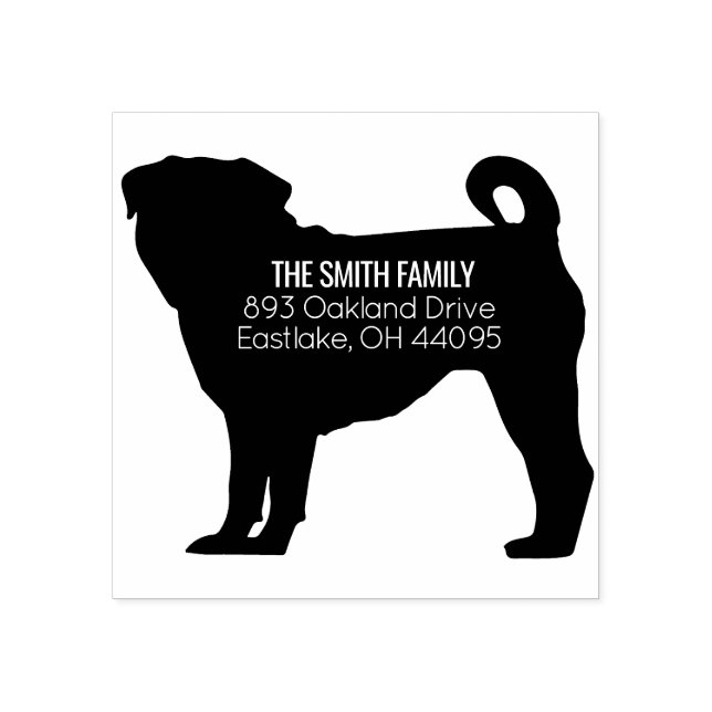 Tampons Encreurs Timbre d'adresse de chien carlin (Impression)