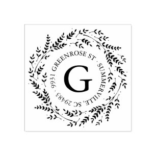 Tampons Encreurs Timbre d'adresse de monogramme de couronne rustiqu