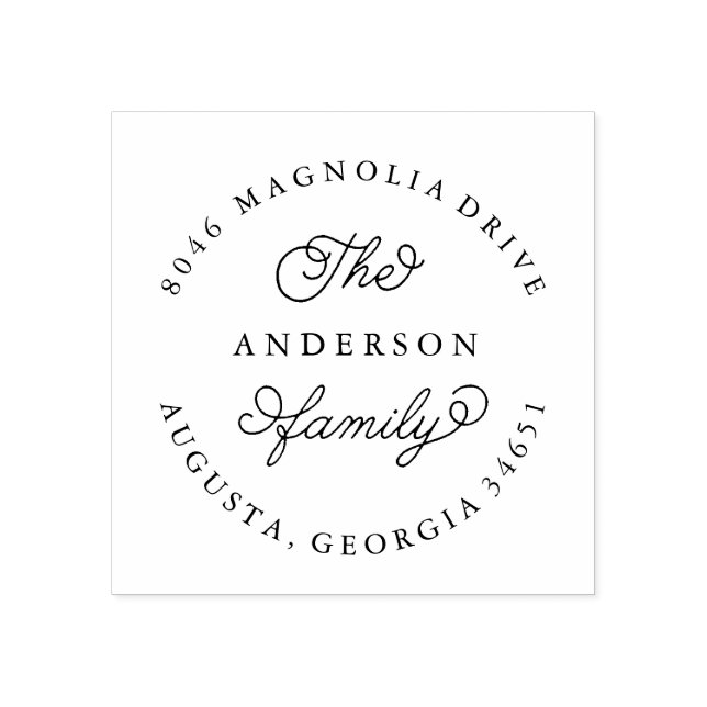 Tampons Encreurs Timbre d'adresse de retour arrondi pour la famille (Impression)