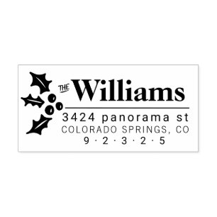 Tampons Encreurs Timbre d'adresse de retour avec la verdure de Noël