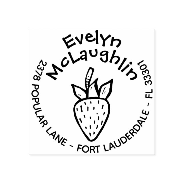 Tampons Encreurs Timbre d'adresse de retour de fraises blanches per (Impression)