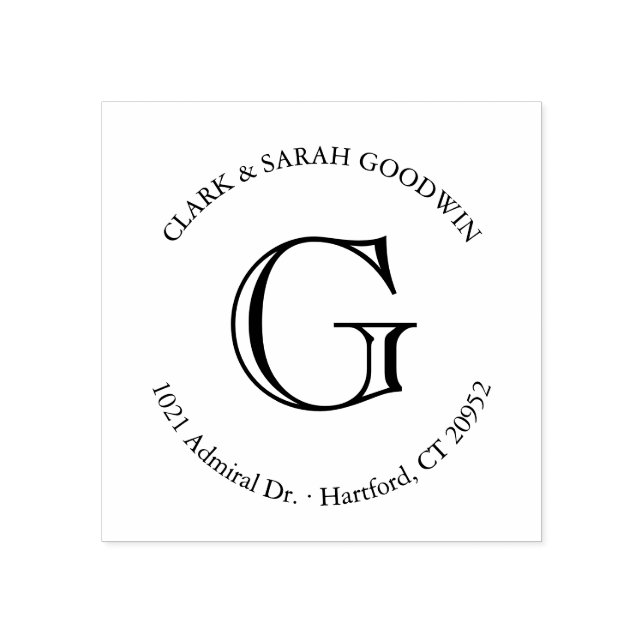 Tampons Encreurs Timbre d'adresse de retour Monogramme classique (Impression)