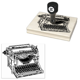 Tampons Encreurs Timbre d'art à poignées en bois de machine à écrir