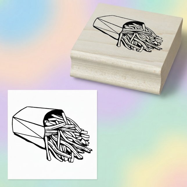 Tampons Encreurs Timbre d'art de frites de restauration rapide (Fast food fries wooden art stamp.)