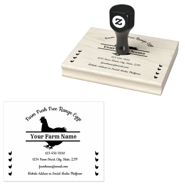 Tampons Encreurs Timbre de carton d'oeuf Poulet Split Monogramme Fe (Tamponné)