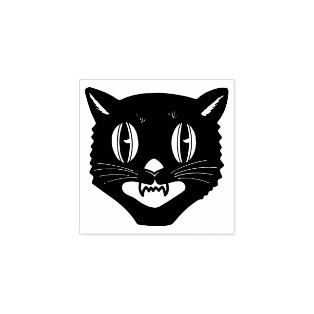 Tampons Encreurs Timbre de chat noir Halloween vintage (Impression)