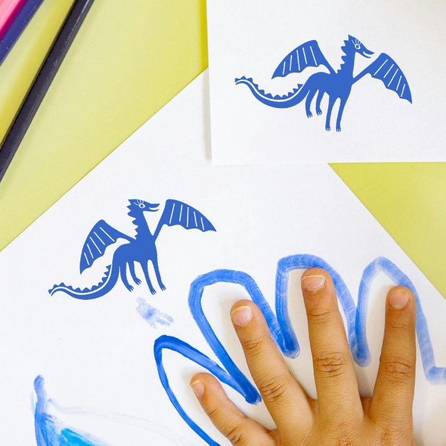 Tampons Encreurs Timbre de dragon mignon | Pose souriante (Créateur téléchargé)