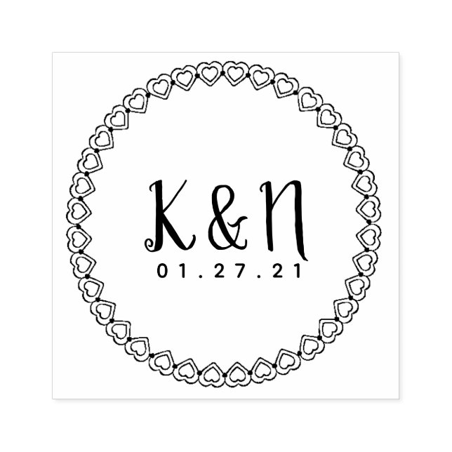 Tampons Encreurs Timbre de mariage avec logo initial de la Saint-Va (Impression)