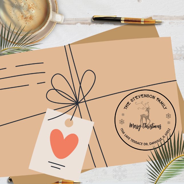 Tampons Encreurs Timbre de voeux Chic Personnalisé Reindeer (Chic Custom Reindeer Holiday Greeting Stamp )