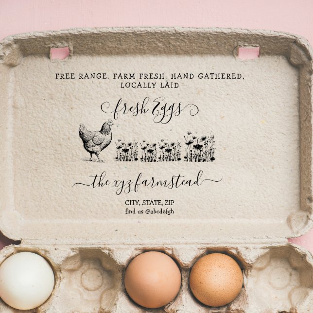 Tampons Encreurs Timbre d'entreprise d'oeufs de ferme manuscrit (Créateur téléchargé)