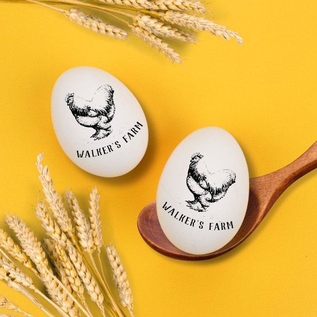 Tampons Encreurs Timbre d'oeuf de poule de script rustique (Créateur téléchargé)