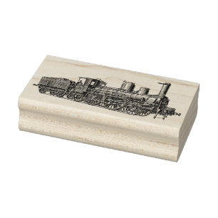 Tampons Encreurs Timbre en bois de locomotive à vapeur vintage grav