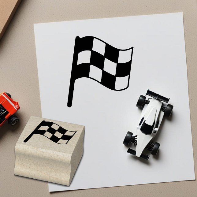 Tampons Encreurs Timbre en bois mini drapeau à damier de course (🏁 Add racing flair to your crafts! 🎨)