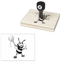 Timbre en caoutchouc d'abeille orange et noire