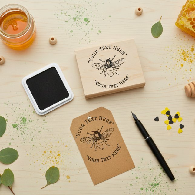 Tampons Encreurs Timbre en caoutchouc d'abeilles (Custom Beekeeper Honey Bee Rubber Stamp)