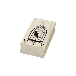 Tampons Encreurs Timbre en caoutchouc d'art de cage à oiseaux