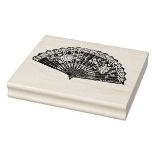 Tampons Encreurs Timbre en caoutchouc d'art de fan florale vintage