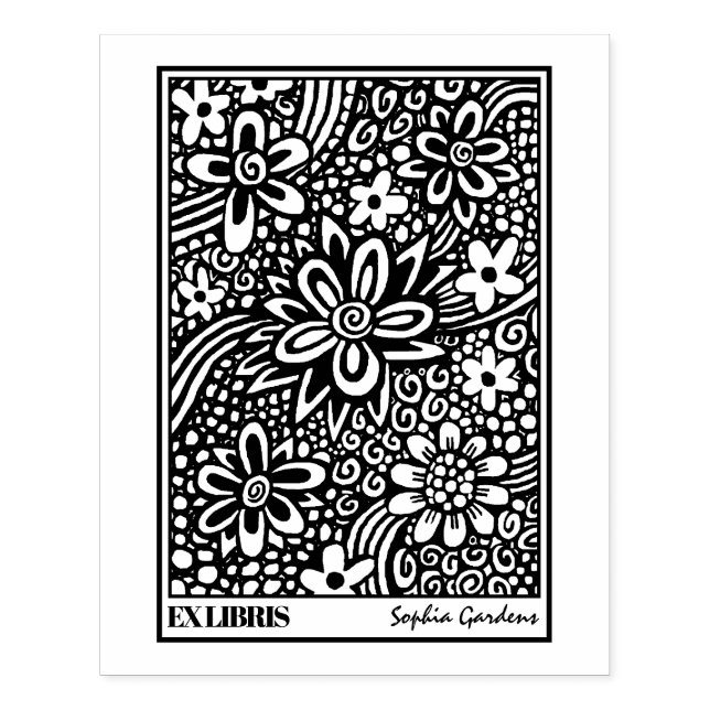 Tampons Encreurs Timbre en caoutchouc Floral Abstrait Ex Libris (Impression)