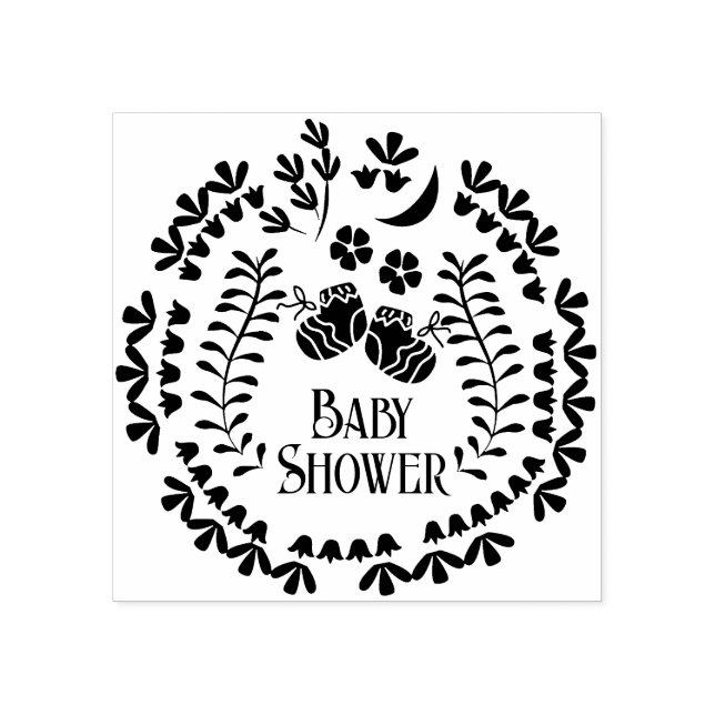 Tampons Encreurs Timbre en caoutchouc floral baby shower (Impression)