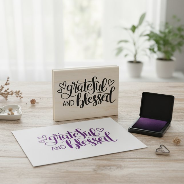 Tampons Encreurs Timbre en caoutchouc gracieux et béni (Grateful and Blessed Rubber Stamp)