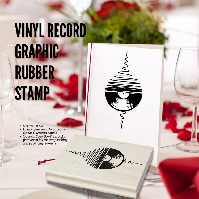 Tampons Encreurs Timbre en caoutchouc graphique vinyle (Vinyl Record Graphic Rubber Craft Stamp Birthday Depot Detroit Michigan)