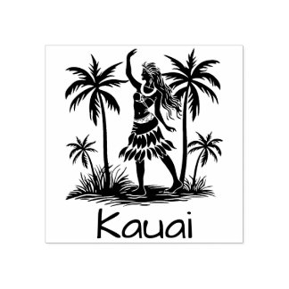 Tampons Encreurs Timbre en caoutchouc Kauai Danseuse hawaïenne Palm