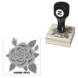 Tampons Encreurs Timbre en caoutchouc Rose rouge avec boutons