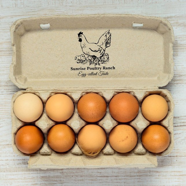 Tampons Encreurs Timbre OEuf personnalisé vintage Rustique (Vintage Rustic Chicken Farm Custom Egg Stamp)