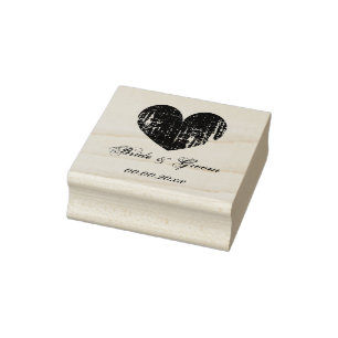 Tampons Encreurs Timbre pour mariage en bois d'art avec le coeur