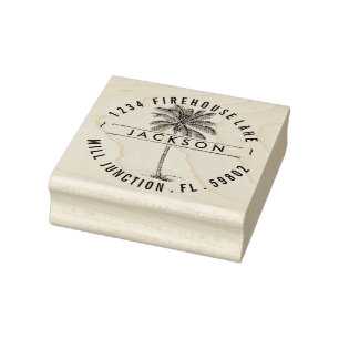 Tampons Encreurs Timbre vintage d'adresse de retour de palmier