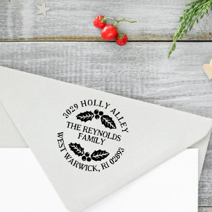 Tampons Encreurs Timbres de retour d'adresse de Noël Feuilles et Ba